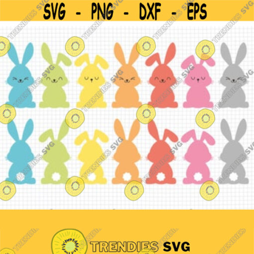 Bunny SVG. Cute Baby Easter Bunnies Clipart PNG. Rabbit Monogram Cut Files. Bunny Bottom Silhouette Vector DXF for Cutting Machine Download Design 219