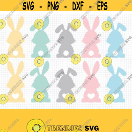 Bunny SVG. Cute Baby Easter Bunnies Clipart PNG. Rabbit Monogram Cut Files. Bunny Bottom Silhouette Vector DXF for Cutting Machine Download Design 220