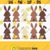 Bunny SVG. Cute Chocolate Easter Bunnies Clipart PNG. Monogram Cut Files. Bunny Bottom Silhouette Vector DXF for Cutting Machine Download Design 242