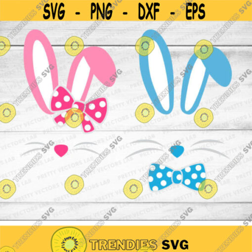 Bunny Svg Easter Svg Cute Bunny Face Svg Dxf Eps Girl Boy Bunnies with bow Clipart Monogram Svg Baby Kids Rabbits Ears Svg Cut Files Design 2670 .jpg