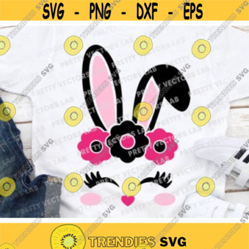 Bunny Svg Easter Svg Cute Bunny Face Svg Dxf Eps Girl Bunny with Flowers Clipart Spring Svg Monogram Svg Rabbit Ears Svg Cut Files Design 541 .jpg