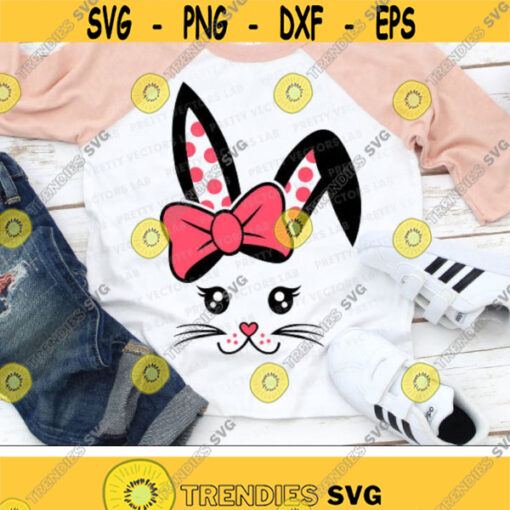 Bunny Svg Easter Svg Girl Bunny with Bow Cut Files Cute Bunny Face Svg Dxf Eps Png Kids Svg Baby Rabbit Ears Svg Silhouette Cricut Design 2426 .jpg