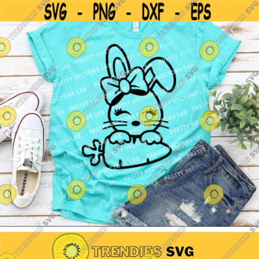 Bunny Svg Girl Easter Svg Bunny With Carrot Svg Easter Cut Files Kids Svg Rabbit Ears Svg Dxf Eps Png Bunny Clipart Silhouette Cricut Design 1628 .jpg