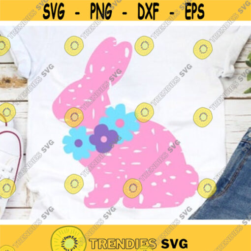 Bunny Svg Grunge Bunny Svg Easter Svg Bunny with Flowers Svg Dxf Eps Toddler Girls Shirt Design Distressed Rabbit Clipart Cut Files Design 833 .jpg