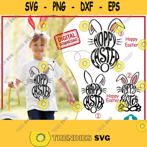 Bunny easter svg Happy Easter svg Hoppy Easter Bunny svg Front and Back file for Cricut Silhouette and Cut Machine. 230