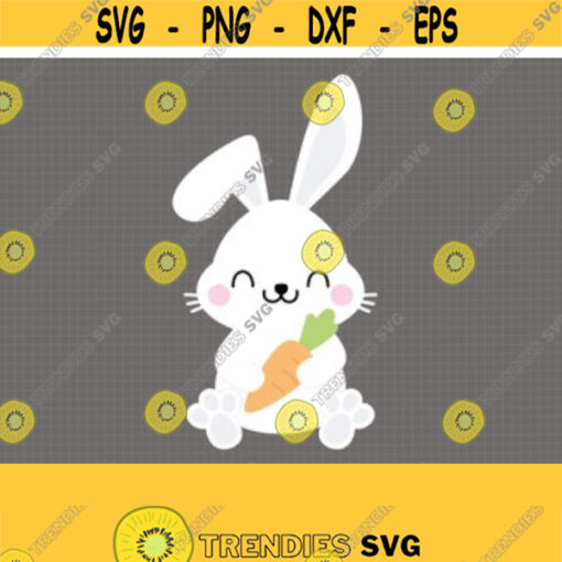 Bunny with Carrot SVG. Cute Baby Bunny PNG. Toddler Easter Bunny Cut Files Vector DXF for Cutting Machine Digital Files Instant Download Design 329