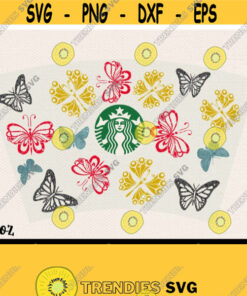 Butterflies Wrap Starbucks Svg Starbucks Svg Full Wrap Starbucks Svg 24oz Butterflies Svg Cricut File Design 410