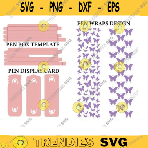 Butterflies glitter pen wraps svg glitter pen Butterflies warp Glitter Pen patterns svg Pen Box Template Pen Packaging pen display card copy