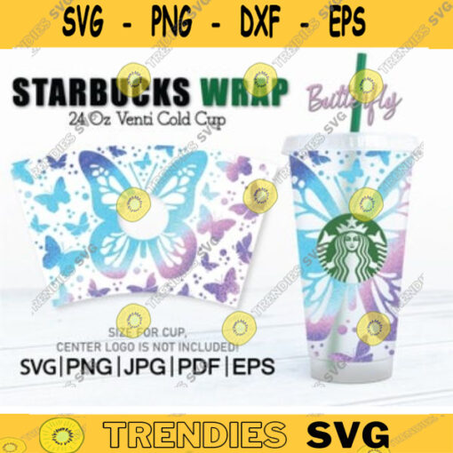 Butterfly Starbucks cup svg full wrap design DYI Venti Cup Instant Download Starbucks Cold Cup 24oz SVG PNG Files for Cricut 20