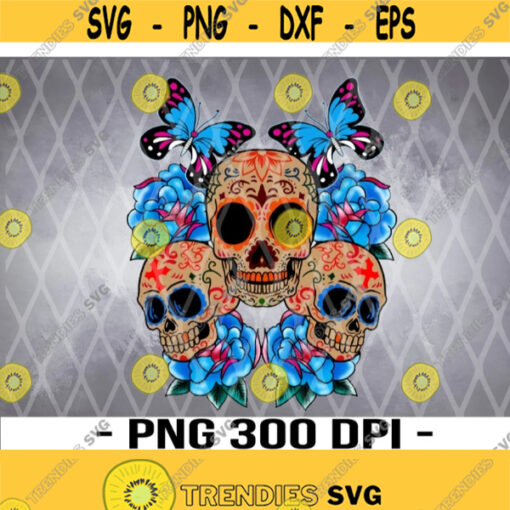 Butterfly and skull PNG Flowers Day Of The Dead png skull flower PNG butterfly PNG Design 276