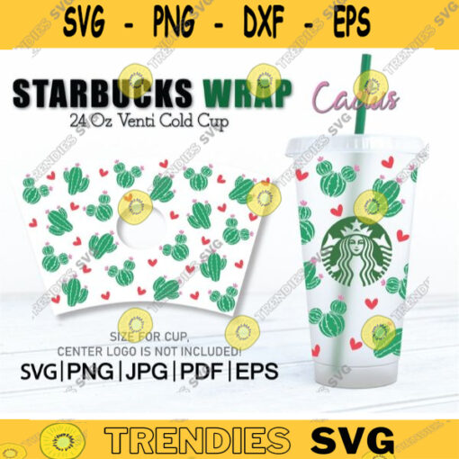 Cactus Full Wrap SVG Starbucks Cup Cuctus Lovers Svg Starbucks Cold Cup 24oz Starbucks Full Wrap 24oz venti cold cup Svg Instant Download 48