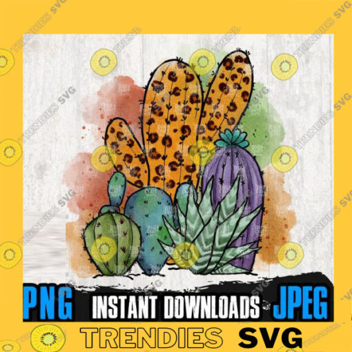 Cactus Leopard Watercolor Png PNG Files For Sublimation Cactus Png Desert Png Watercolor Png Files Cactus Watercolor Png Files Png copy