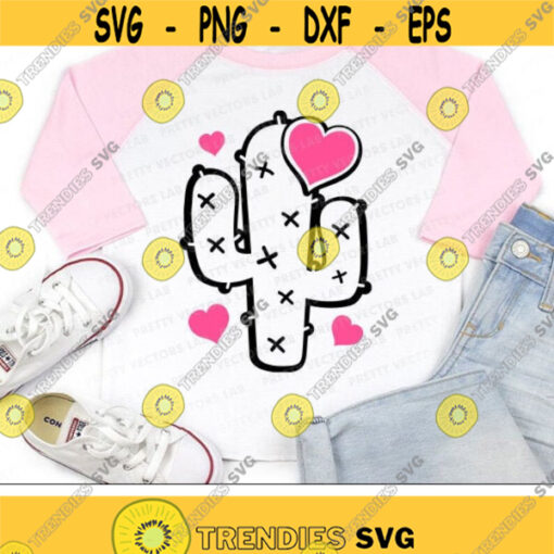 Cactus Svg Cactus Outline Svg Valentines Day Svg Dxf Eps Png Cactus with Heart Girl Valentine Svg Love Cut Files Silhouette Cricut Design 2542 .jpg