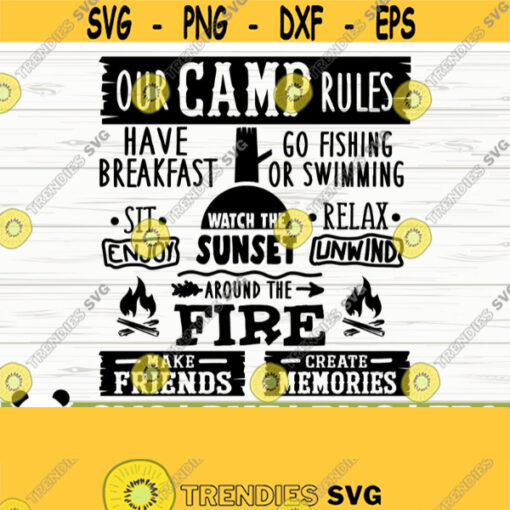 Camp Rules Happy Camper Svg Camping Svg Camp Svg Camp Life Svg Summer Svg Travel Svg Vacation Svg Camp Shirt Svg Outdoor Svg Design 185