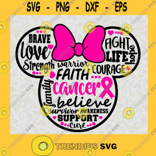 Cancer Minnie Mouse SVG Ribbon Breast Cancer cancer ribbon SVG wareness pink hope Clip Art