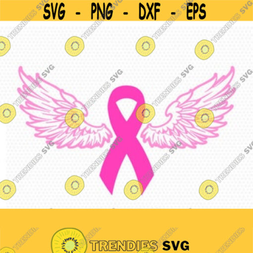 Cancer Ribbon angel wings SVG Cancer Awareness Ribbon SVG breast cancer ribbon svgFiles for Cricut Silhouette svg jpg png dxf Design 231