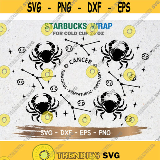 Cancer Starbucks Cup SVG Astrology SVG Cancer svg DIY Venti for Cricut 24oz venti cold cup Instant Download Design 34