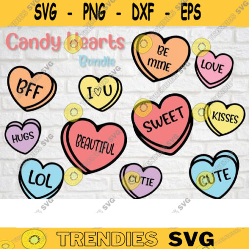 Candy Hearts SVG Valentines Day Candy Hearts Svg Conversation Hearts svg DIY Hearts Valentines svg for Shirt SVG Cut Files For Cricut 132 copy