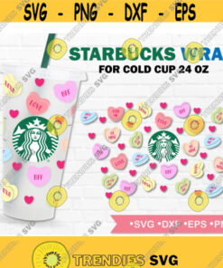 Candy Hearts Starbucks Cup SVG Conversation Heart SVG For Starbucks Cold Cup Design 175