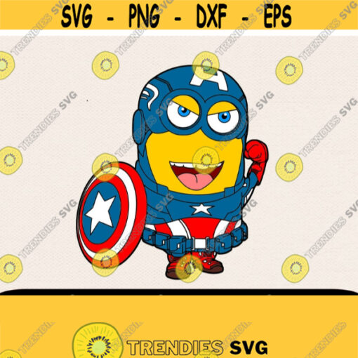 Captain America Minion Svg Minion Svg Svg For Cricut Captain America Svg Cricut Svg Cartoon Svg Svg Minion Family Svg Design 115