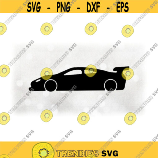 Car Automotive Clipart Basic Black Fast Sports Car with Large Spoiler and Small Turbo Air Intake Hood Scoop Digital Download SVG PNG Design 1521
