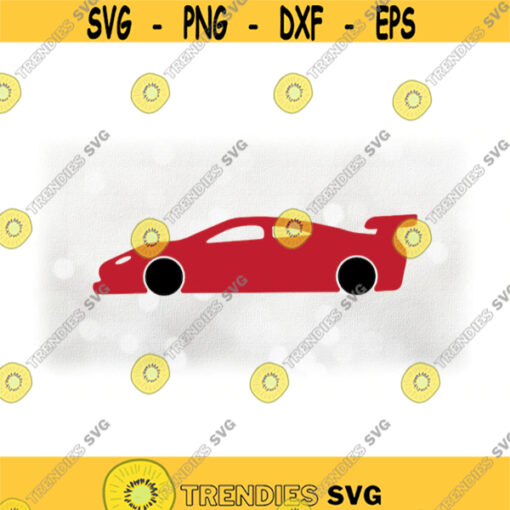Car Automotive Clipart Black Red Fast Sports Car with Large Spoiler and Small Turbo Air Intake Hood Scoop Digital Download SVG PNG Design 1520