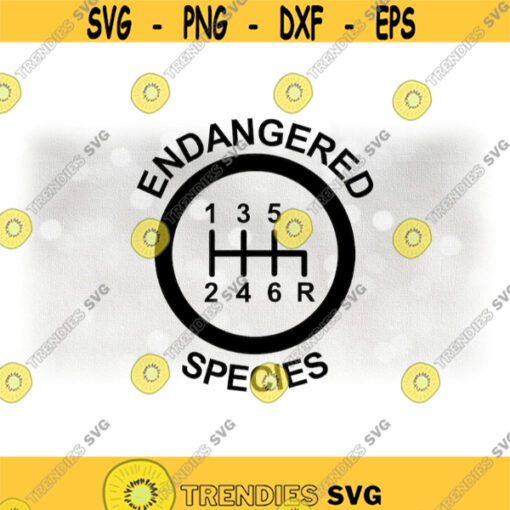 Car Automotive Clipart Black Round 6 Speed Manual Stick Gear Shift Shifter with Words Endangered Species Digital Download SVG PNG Design 465