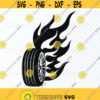 Car Tire SVG Files for Cricut Vector Images Silhouette Flaming Tire Clipart Auto repair Eps Png Dxf Automobile tire logo Flames Design 69