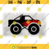 CarAutomotive Clipart Simple Black Monster Truck Drawing with Red Fire Flames Layer Roll Bar and Lights Digital Download SVG PNG Design 489