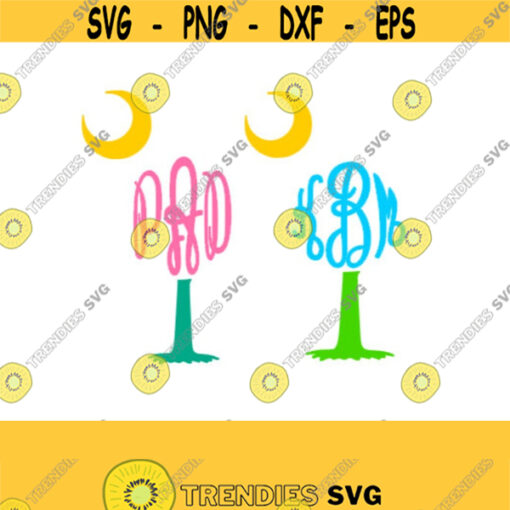 Carolina Palmetto and Moon Monogram SVG Studio 3 DXF EPS and pdf Cutting Files for Electronic Cutting Machines