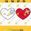 Cartoon Broken Heart SVG. Kawaii Happy Heart SVG. Love Cut Files. Heart with Bandaid svg Digital Scrapbook Card Making dxf eps png jpg pdf Design 22