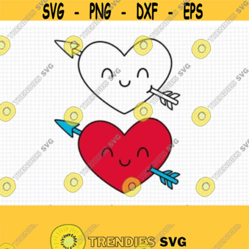 Cartoon Heart with Arrow SVG. Cupid Heart Cut Files. Heart and Arrow svg. Kids Love Wall Art Card Making. Download dxf eps png jpg pdf Design 25