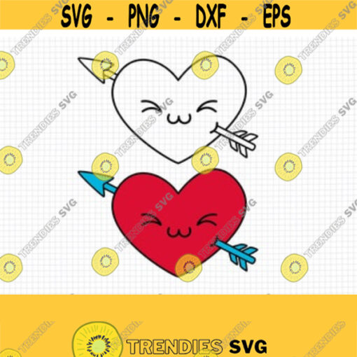 Cartoon Heart with Arrow SVG. Cupid Heart Cut Files. Heart and Arrow svg. Kids Love Wall Art Card Making. Download dxf eps png jpg pdf Design 38