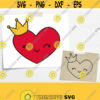 Cartoon Heart with Crown SVG. Little Princess Heart SVG. Baby Girl Heart Cut Files. Scrapbook Kids Wall Art Digital dxf eps png jpg pdf Design 24
