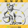 Cat And Coffee Cup Sphynx SVG PNG EPS File For Cricut Silhouette Cut Files Vector Digital File