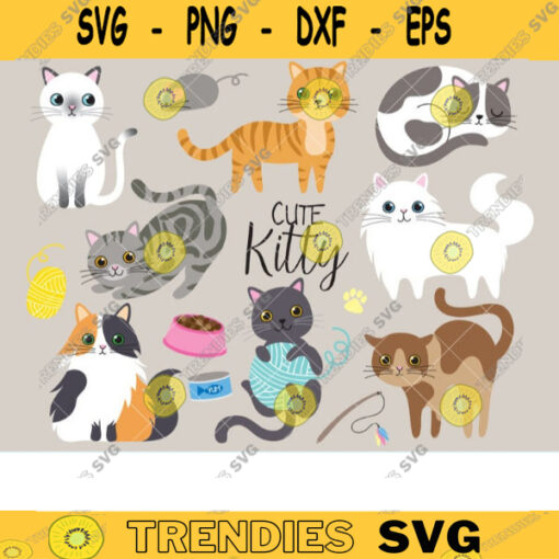 Cat Clip Art Cute Cat Clipart Kitten Kitty Clipart Cat Graphic Illustration White Black Orange Grey Cat Digital Sticker Clipart Clip Art copy