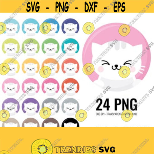 Cat Clipart. Cute Kitty Icons Clip Art. Cat Face PNG. Digital Kitten Head Circles. Animal Pet Planner Printable Stickers. Instant download Design 391