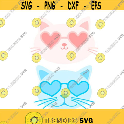 Cat Cool Shades Heart Love Cuttable Design SVG PNG DXF eps Designs Cameo File Silhouette Design 1762