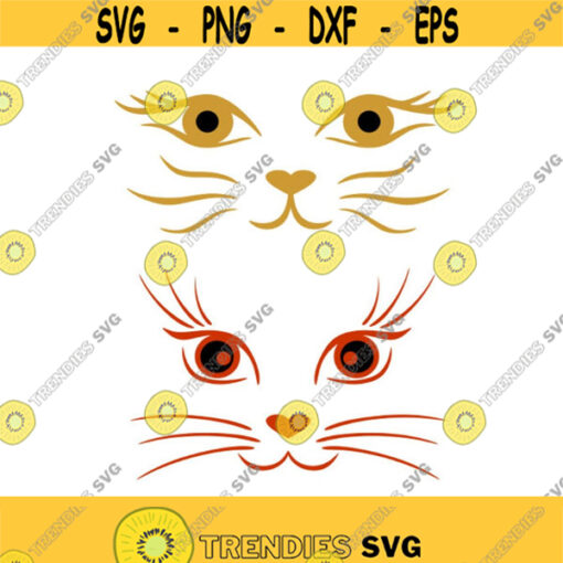 Cat Faces Cuttable SVG PNG DXF eps Designs Cameo File Silhouette Design 193