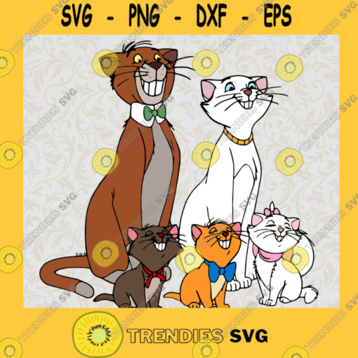 Cat Family Svg Smiling Cat Svg The Aristocats Svg White Cat Svg Disney Cartoon Svg