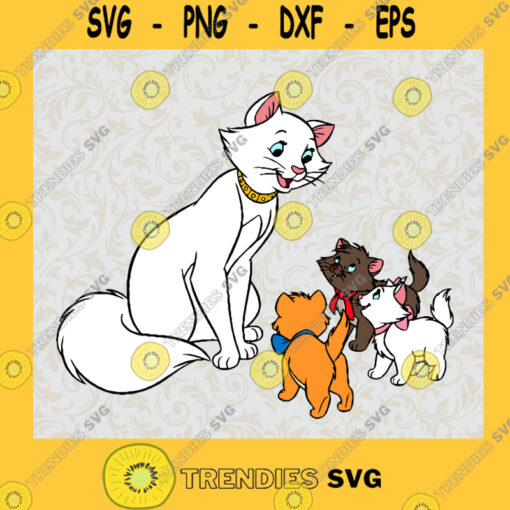 Cat Family Svg The Aristocats Svg Disney Cartoon Svg Duchess And Kittens Svg
