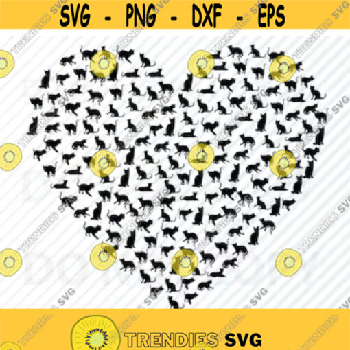 Cat Heart SVG File fCricut Cat Vector Images Clipart Love Cats svg Cat File for Silhouette Eps Cat Png Dxf Cat Heart Clip art Design 310