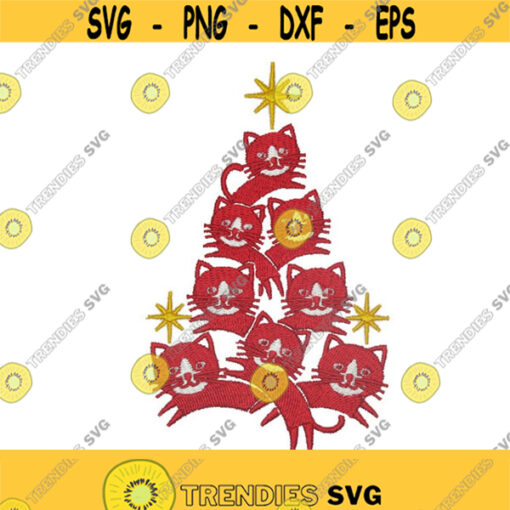 Cat Kitten Christmas Tree Machine Embroidery INSTANT DOWNLOAD pes dst Design 812