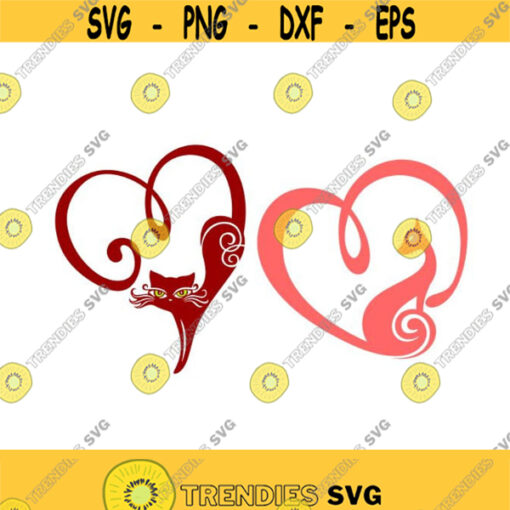 Cat Kitten Heart Love Cute Cuttable Design SVG PNG DXF eps Designs Cameo File Silhouette Design 994