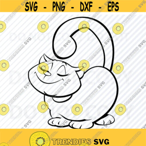 Cat SVG Black White Cartoon Cat Vector Images Happy cat Clip Art SVG Files For Cricut Eps dxf Stencil ClipArt Silhouette Cat png Design 700