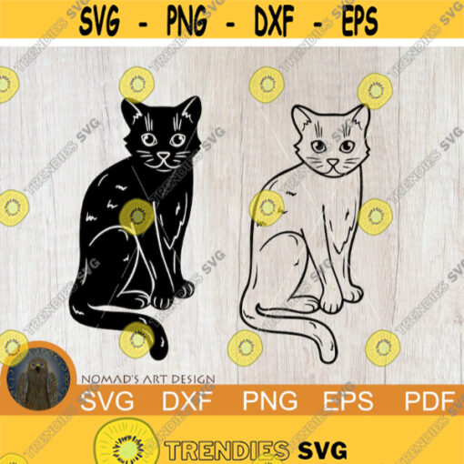 Cat Svg Black Cat Svg Cat Cut file Halloween Svg Witchy Svg Cat Clipart Kitten Svg Happy Halloween Svg Cat Silhouette Cat Cricut Design 184.jpg