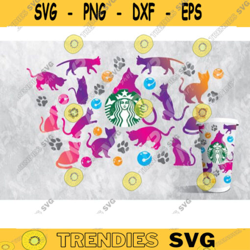 Cat Svg Cat mom Starbucks cup SVG DYI Venti Cup SVG Files for Cricut Full Wrap for Starbucks Cold Cup 24ozInstant Download Design 91 copy