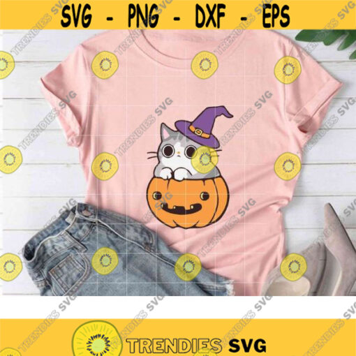 Cat Witch Svg Cat Halloween Svg Pumpkin Svg Halloween Svg Halloween Gift Svg Funny Cuties Horror Svg cricut file clipart svg png Design 232 .jpg