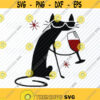 Cat drinking Wine SVG Files for Cricut Wine Vector Images Silhouette Clip Art Funny svg Eps Png dxf ClipArt Liquor Drink svg clipart Design 112