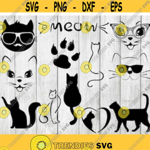 Cat svg bundle cat clipart cat silhouette svg meow svg bundle cats svg bundle cut files for cricut silhouette svg eps png dxf Design 2925